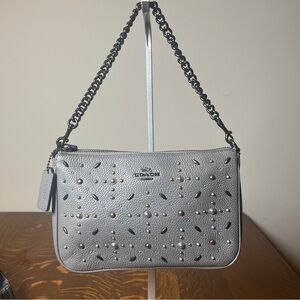 Coach Nolita 22 Gray Beaded/Studded Demi Shoulder Bag